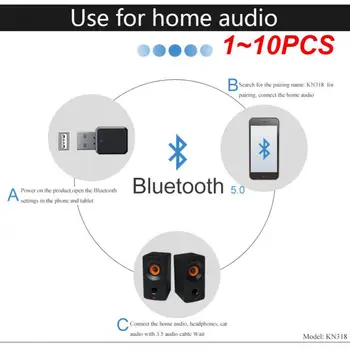 1 ~ 10ШТ Беспроводных Bluetooth-совместимых музыкальных динамиков 5.1, мини-аудиоприемника, адаптера 3,5 мм Aux, автомобильного стереоприемника Usb