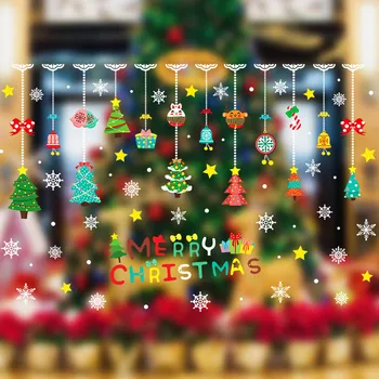 125*83 см DIY Рождественская елка Снежинки Стены Окна Наклейка Веселые Рождественские Украшения для Дома Рождественский Декор Новогодние Наклейки