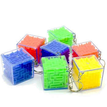 1шт Детская головоломка Лабиринт Куб 3 см брелок вращающийся шарик лабиринт декомпрессионный игрушечный брелок