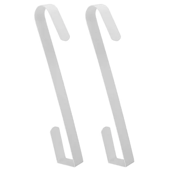 2 крючка для венков над дверью - тонкий металлический держатель для венков над дверью, сезонная вешалка для передней или задней двери (белая)