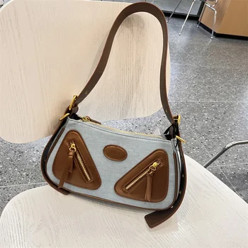 2023 Новая Ретро текстура контрастного цвета Модная женская сумка для отдыха, универсальные маленькие квадратные сумки премиум-класса на одно плечо для поездок на работу