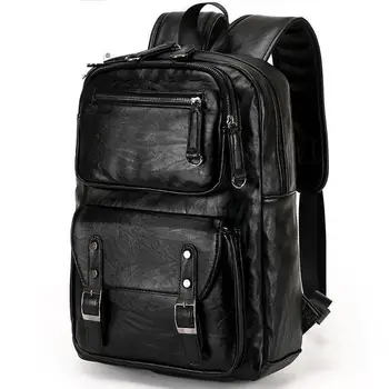 2024 Кожаный дорожный мужской рюкзак, повседневный деловой рюкзак, трендовая школьная сумка для школьников большой емкости, компьютерная мужская сумка B