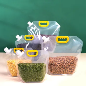 5шт Прозрачный Герметичный мешок для хранения зерна Многоразовый Герметичный упаковочный пакет для хранения зерна для риса, круп, муки, Орехов, Кухонного инструмента