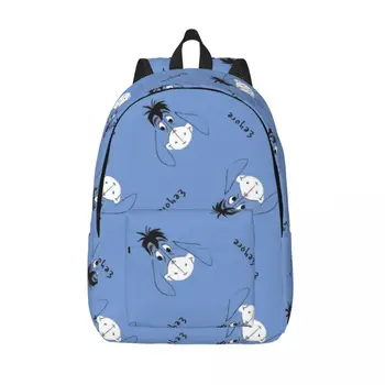 Disney Синий Рюкзак All About Eeyore Для учащихся Средней школы колледжа, Сумки для книг с Винни Пухом, Мужской Женский Холщовый рюкзак