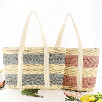 Instagram Новая ручная сумка Paper Rope Bicolor Grass, крупнотоннажная пляжная сумка на одно плечо, повседневная модная тканая женская сумка handbagwoman