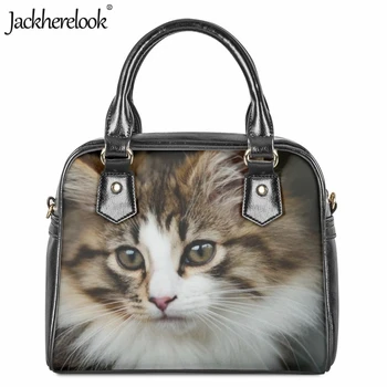 Jackherelook Дизайн с милым животным и кошачьим принтом, женская сумка, повседневная сумка для покупок, сумки через плечо для девочек, сумка-мессенджер