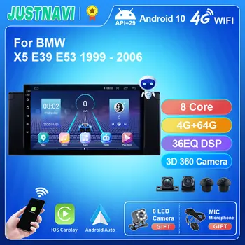 JUSTNAVI QT5 360 4G 64G Автомагнитола для BMW X5 E39 E53 1999 2000 2001 2002 2003 2004 2005 2006 Без DVD 2Din 1 Din HD Тип Рекордера
