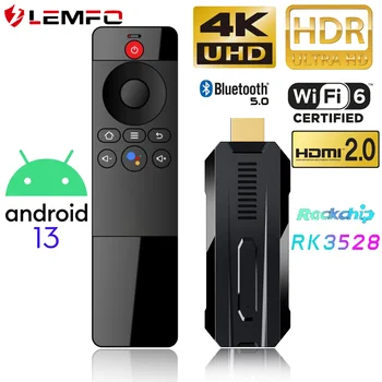 LEMFO ATV Android 13 Smart TV Stick Мини-чипсет RK3528 4K 8K HDR WIFI6 2GB RAM 16GB ROM HDMI Media BT5.0 2023 Голосовой помощник