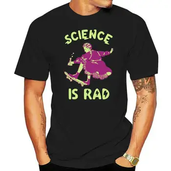 LookHUMAN Science is Rad (Мария Кюри) Черная футболка MenCotton, повседневная футболка из плотной ткани с коротким принтом и круглым вырезом.