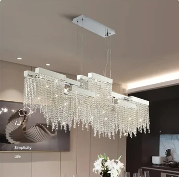 Lustre en cristal K9 de luxe postmoderne, acier chromé, luminaires LED, salle à manger, salon, maison