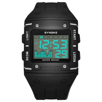 SYNOKE Sport Военные цифровые мужские часы 50 м Водонепроницаемые электронные часы Мужские наручные часы с большим экраном