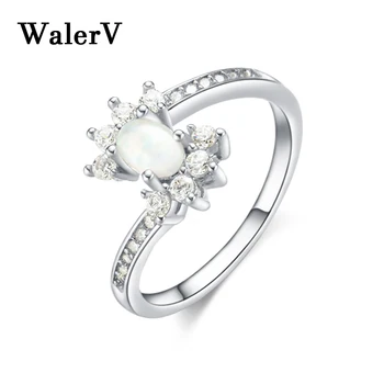 WalerV Новое кольцо для женщин, набор женских колец, Модный Шарм, Овальная форма, Опал, камень, Циркон, Ювелирное кольцо, Обручальный палец