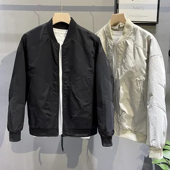 Бейсбольное мужское пальто, Корейский однотонный тренд, Весенне-осенняя короткая куртка, высококачественные куртки-карго, мужская универсальная куртка-бомбер