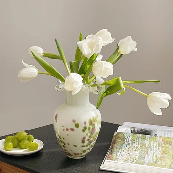 Винтажная стеклянная ваза Fenton кремово-белый плиссированный кружевной декоративный цветочный сосуд