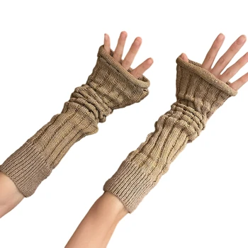 Вязаные Перчатки Без Пальцев С Коротким Рукавом Y2K Перчатки Для Запястья, Теплые Перчатки для Хэллоуина, Маскарадные Перчатки для Выпускного Вечера