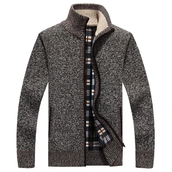 Вязаный мужской свитер, кардиган, пальто, повседневный шерстяной свитер из искусственного меха, куртки, Мужской Вязаный свитер, теплый кардиган большого размера
