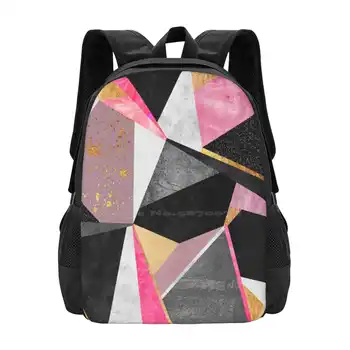 Геометрия / Розовый Узор рюкзака для подростков, студентов колледжа, Дизайнерские сумки с графическим рисунком Абстрактная геометрия Геометрический Розовый девчачий