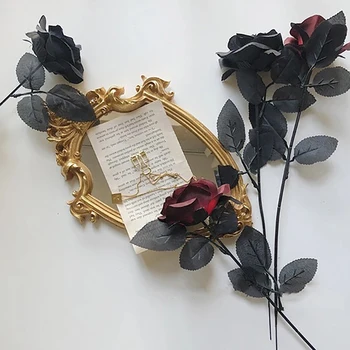 Готическая Черная роза Искусственные цветы Имитация Цветов Розы Святого Валентина Цветы