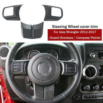 Декоративная Накладка Рулевого Колеса из Углеродного Волокна для Jeep Wrangler JK Compass Grand Cherokee 2011-2017