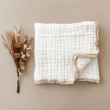 Детское одеяло из хлопчатобумажной 6-слойной марли, мягкое для детской ванны, впитывающее банное полотенце, защита детской коляски Снаружи, ветрозащитный теплый коврик