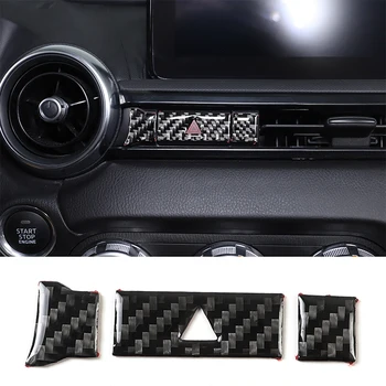 Для 2016-2023 Mazda MX-5 Наклейка с выключателем сигнальной лампы из мягкого углеродного волокна, аксессуары для защиты салона автомобиля, 3 шт.