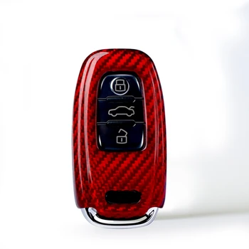 Для Audi A3 A4 A5 A6 A7 A8 Чехол для автоматического дистанционного смарт-брелока Красный/черный чехол из настоящего углеродного волокна