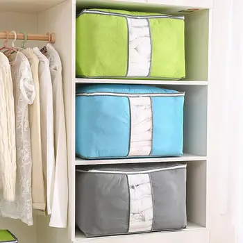 Домашний органайзер для хранения одеял, портативный шкаф для одежды с защитой от пыли, бамбуковая сумка для одежды, ящик для хранения