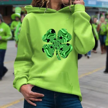 Женская мода Saint P Festival, зеленый свитер с принтом в специальной тематике, свитер с длинными рукавами и карманом, топ 4
