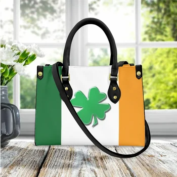 Женская сумка с ирландским флагом, женская сумка-тоут из искусственной кожи Lucky Shamrock, женские сумки через плечо, роскошная сумка через плечо для подростков Giurls 2023
