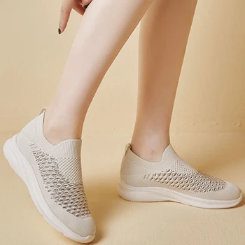 Женские массивные кроссовки, нескользящая дышащая сетчатая обувь, круглый носок, однотонные легкие лоферы Zapatilla Deportiva Mujer