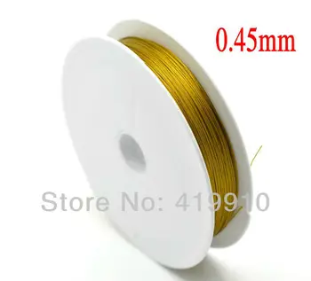 Золотистая стальная проволока для бисероплетения 0,45 мм, продается в упаковке по 2 рулона (160 м) M00153