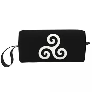 Изготовленная на заказ сумка для туалетных принадлежностей с логотипом Triskel Art для женщин, косметический органайзер для макияжа Triskelion, Коробка для хранения женской косметики Dopp Kit Box