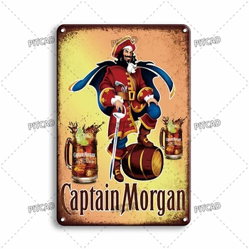 Капитан Морган Ром Винтажный веселый плакат Металлическая жестяная вывеска Bar Club Man Cave Украшение стен дома