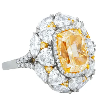 Кольцо с топазом из серебра 925 пробы для женщин, Ювелирное изделие с желтым топазом, ювелирный камень CN (происхождение) Обручальные кольца, обручальное кольцо