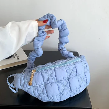 Корейские нагрудные сумки для женщин, сумки и кошельки, роскошная дизайнерская новинка 2023 года, нейлоновая поясная сумка с вышитым ромбом, сумка-мессенджер