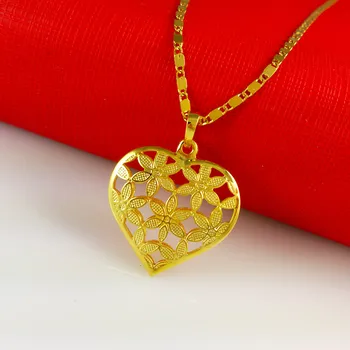Корейское ожерелье с золотым покрытием 24K, ожерелье с подвеской в виде сердца, подарок для женщин, ювелирные изделия