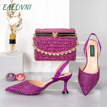 Косметичка с индивидуальным дизайном пурпурного цвета С остроносыми туфлями на шпильке, Благородный и щедрый декор, усыпанный бриллиантами