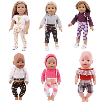 Кукольная одежда для 43-сантиметровой игрушки new born doll и американской куклы, Модные футболки с героями мультфильмов, спортивные толстовки, платья в подарок для девочек