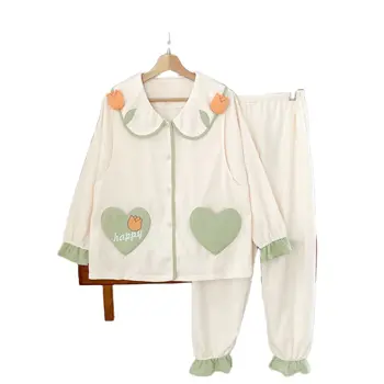 Милый комплект одежды для кормящих женщин после родов, Весенние модные пижамные комплекты для беременных, пижамы для кормления с длинным рукавом, костюмы для кормления