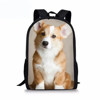 Милый принт собаки вельш-корги Пемброк для мальчиков и девочек, детские сумки для студентов, Детский рюкзак, повседневная школьная сумка