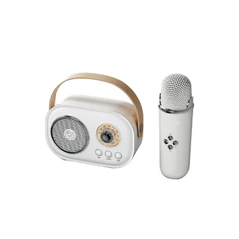 Мини Беспроводное аудио Bluetooth Домашнее пение Караоке Встроенный микрофон Динамик Стерео Домашний комплект KTV Белый