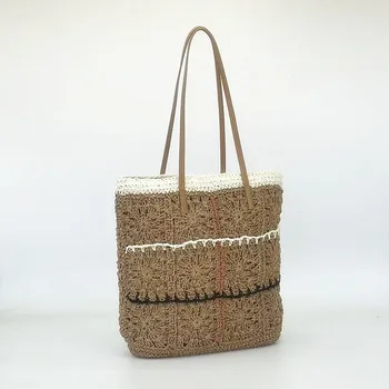 Модная полая сумка-тоут, большая сумка через плечо, летняя пляжная сумка для вязания, женские сумки ручной работы и кошельки для путешествий