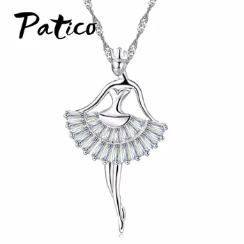 Модная эмалевая танцевальная балетная девушка, фея, Ангел, ожерелье, цепочка, подвеска из стерлингового серебра 925 пробы, ювелирный камень из кубического циркония