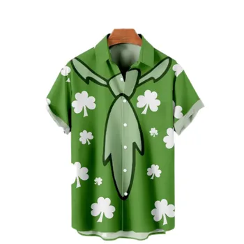 Мужская гавайская рубашка оверсайз с 3D принтом, летняя блузка с коротким рукавом и пуговицами, свободный растительный узор, трендовые топы, мужская винтажная одежда