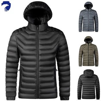 Мужская парка, зимняя куртка, теплая одежда в рубчик, повседневная однотонная мужская хлопковая куртка с капюшоном и множеством карманов