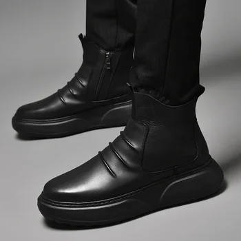 Мужские ботинки, мужские пустынные тактические военные ботинки, 2023 Новые мужские слипоны с высоким берцем, мужские кожаные Модные мотоциклетные ботинки Zapatos