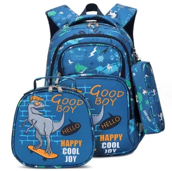 Набор школьных сумок с мультяшным динозавром Для девочек Розовый рюкзак с принтом единорога и коробкой для ланча Для детей 1-3-6 классов начальной школы Сумка для книг