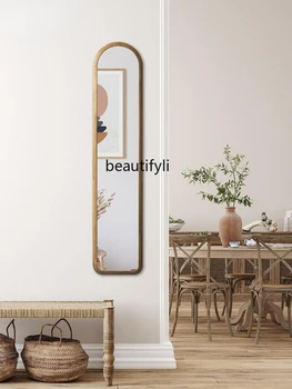 Напольное зеркало zqDressing Mirror В полный рост, настенное зеркало для веранды из массива дерева, настенное Узкое зеркало