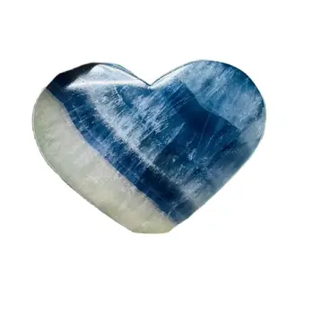 Натуральный камень в форме сердца, голубой флюорит, Радужный кристалл, кристалл любви, домашний декор, Духовная молитва, Драгоценный камень, Исцеляющий алтарь Ведьмы