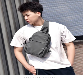 Новая мужская сумка через плечо, многофункциональный карман для телефона, нагрудная сумка, USB-зарядка, Корейская спортивная сумка для отдыха, уличная сумка